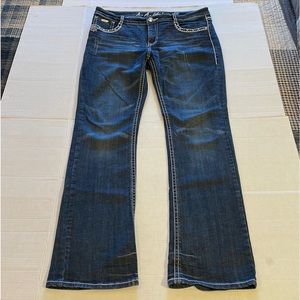 LA IDOL JEANS 15  ROSE Flair LEG JEANS RHINESTONES 5-POCKET ZIPFLY